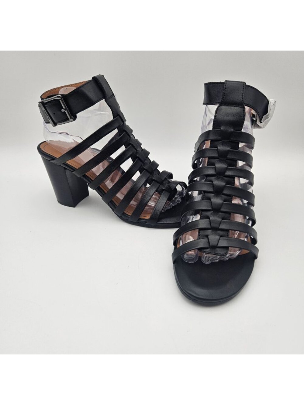 Vionic Sami Black Leather Gladiator Strappy Sandals Womens Sz 9.5 NEW